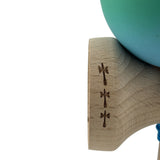 Kendama X Originala, Profesionala, Flippy, Big Cups V2, Rubber Grip cu Cupe Mari, Rulment Metalic cu Ata 55 cm,-Verde/Albastru - vivimall.ro