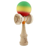 Kendama X Originala, Profesionala, Flippy, Big Cups V2, Rubber Grip cu Cupe Mari, Rulment Metalic cu Ata 55 cm, Verde/Galben/Rosu - vivimall.ro