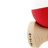 Kendama X Originala, Profesionala, Vivimall, Big Cups V2, Rubber Grip cu Cupe Mari, Rulment Metalic cu Ata 55 cm, Alb/Rosu - vivimall.ro