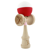 Kendama X Originala, Profesionala, Flippy, Big Cups V2, Rubber Grip cu Cupe Mari, Rulment Metalic cu Ata 55 cm, Alb/Rosu - vivimall.ro