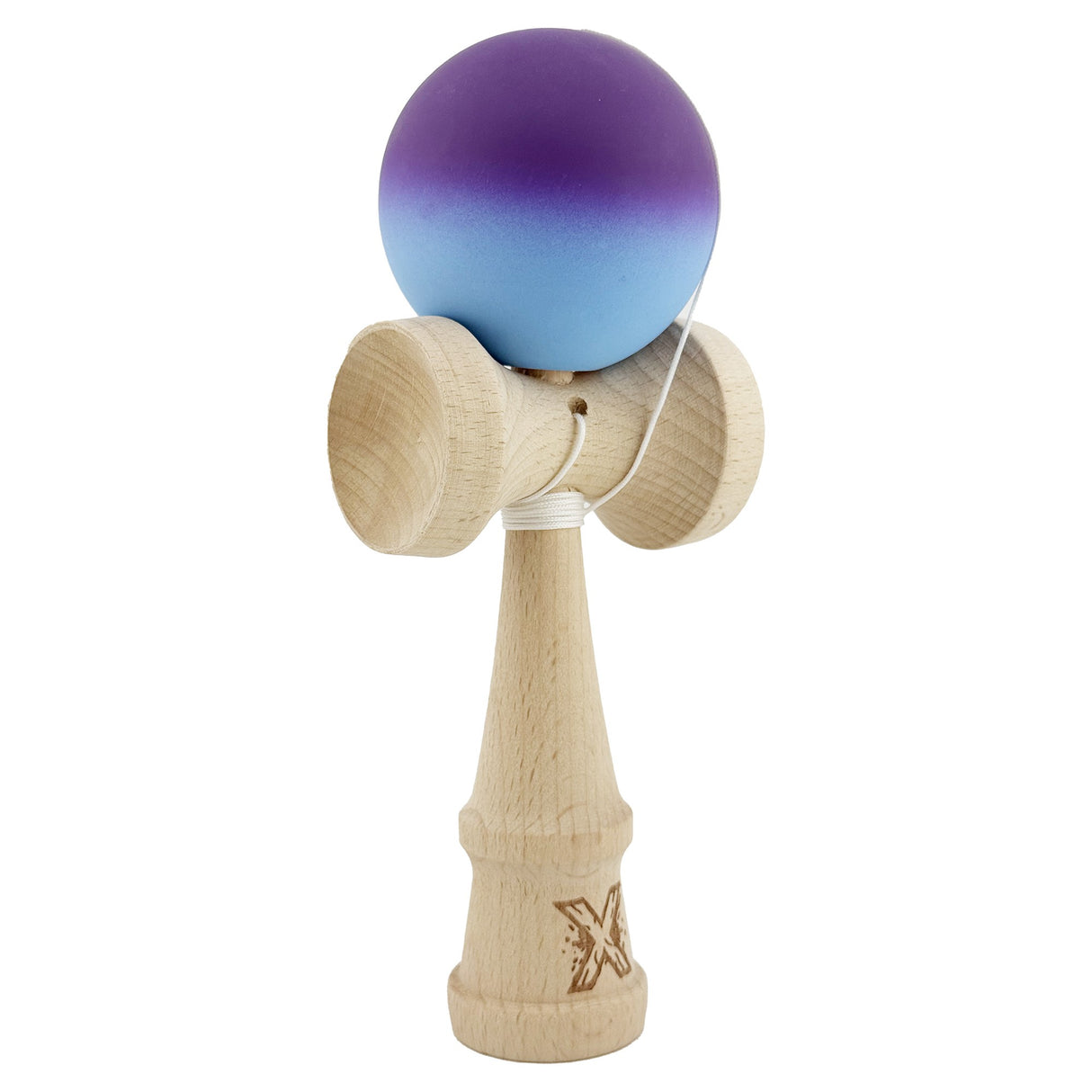 Kendama X Originala, Profesionala, Vivimall, Big Cups V2, Rubber Grip cu Cupe Mari, Rulment Metalic cu Ata 55 cm, Gradient  Mov/ Albastru - vivimall.ro