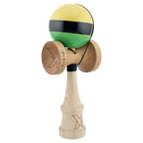 Kendama X Originala, Profesionala, Flippy, Big Cups V2, Super Sticky cu Cupe Mari, din lemn 18 cm, Rulment Metalic cu Ata 55 cm, Galben/Negru/Verde - vivimall.ro