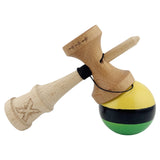 Kendama X Originala, Profesionala, Vivimall, Big Cups V2, Super Sticky cu Cupe Mari, din lemn 18 cm, Rulment Metalic cu Ata 55 cm, Galben/Negru/Verde - vivimall.ro