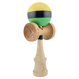 Kendama X Originala, Profesionala, Flippy, Big Cups V2, Super Sticky cu Cupe Mari, din lemn 18 cm, Rulment Metalic cu Ata 55 cm, Galben/Negru/Verde - vivimall.ro