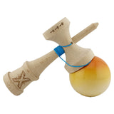 Kendama X Originala, Profesionala, Vivimall, Big Cups V2, Super Sticky, Rulment Metalic cu Ata 55 cm, Protocaliu/Galben/Alb - vivimall.ro
