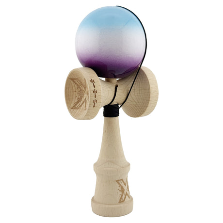 Kendama X Originala, Profesionala, Vivimall, Big Cups V2, Super Sticky, Rulment Metalic cu Ata 55 cm, Albastru/Alb/Mov - vivimall.ro