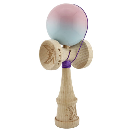 Kendama X Originala, Profesionala, Vivimall, Big Cups V2, Super Sticky Cupe Mari, Rulment Metalic cu Ata 55 cm,Roz/Verde - vivimall.ro