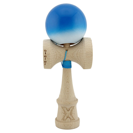 Kendama X Originala, Profesionala, Vivimall, Big Cups V2, Super Sticky, Rulment Metalic cu Ata 55 cm, Albastru/Alb