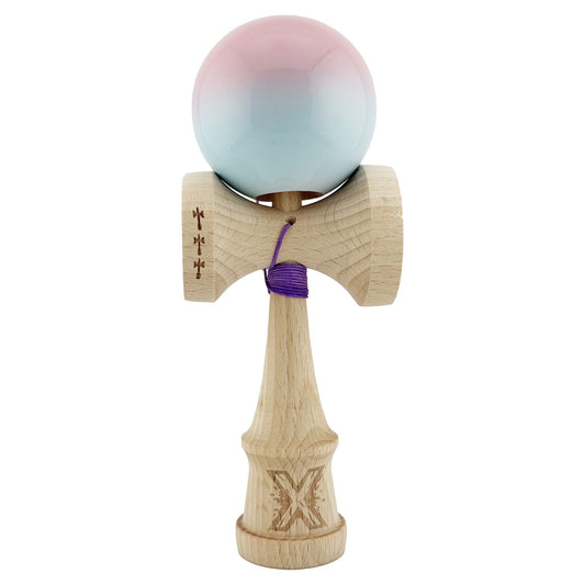 Kendama X Originala, Profesionala, Vivimall, Big Cups V2, Super Sticky Cupe Mari, Rulment Metalic cu Ata 55 cm,Roz/Verde