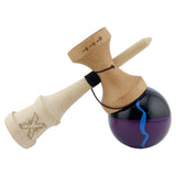 Kendama X Originala, Profesionala, Vivimall, Big Cups V2, Super Sticky cu Cupe Mari, Rulment Metalic, din lemn 18 cm, Ata 55 cm, Negru/Mov - vivimall.ro
