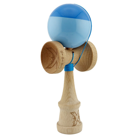 Kendama X Originala, Profesionala, Vivimall, Big Cups V2, Super Sticky cu Cupe Mari, Rulment Metalic, din lemn 18 cm, Ata 55 cm, Albastru/Bleu