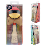 Kendama X Originala, Profesionala, Vivimall, Big Cups V2, Super Sticky, Rulment Metalic cu Ata 55 cm, rosu/negru/galben - vivimall.ro