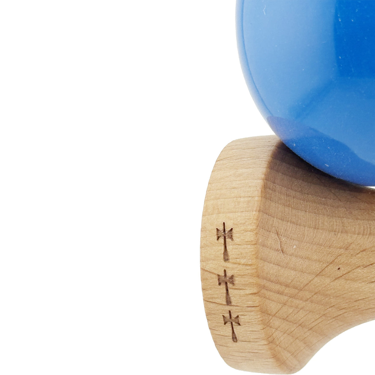 Kendama X Originala, Profesionala, Flippy, Big Cups V2, Super Sticky cu Cupe Mari, Rulment Metalic, din lemn 18 cm, Ata 55 cm, Mov/Albastru