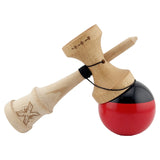 Kendama X Originala, Profesionala, Vivimall, Big Cups V2, Super Sticky cu Cupe Mari, Rulment Metalic, din lemn 18 cm, Ata 55 cm, Negru/Rosu