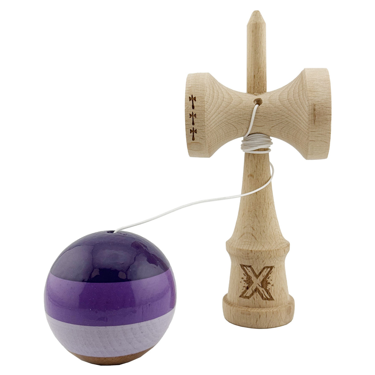 Kendama X Originala, Profesionala, Flippy, Big Cups V2, Super Sticky Legendary Cupe Mari, Rulment Metalic cu Ata 55 cm, Purpuriu/Mov/Lila - vivimall.ro