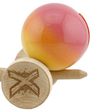 Kendama X Originala, Profesionala, Flippy, Big Cups V2, Super Sticky Cupe Mari, Rulment Metalic cu Ata 55 cm, Roz/Portocaliu/Galben - vivimall.ro