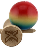 Kendama X Originala, Profesionala, Flippy, Big Cups V2, Super Sticky Cupe Mari, Rulment Metalic cu Ata 55 cm, Rosu/Galben/Albastru - vivimall.ro