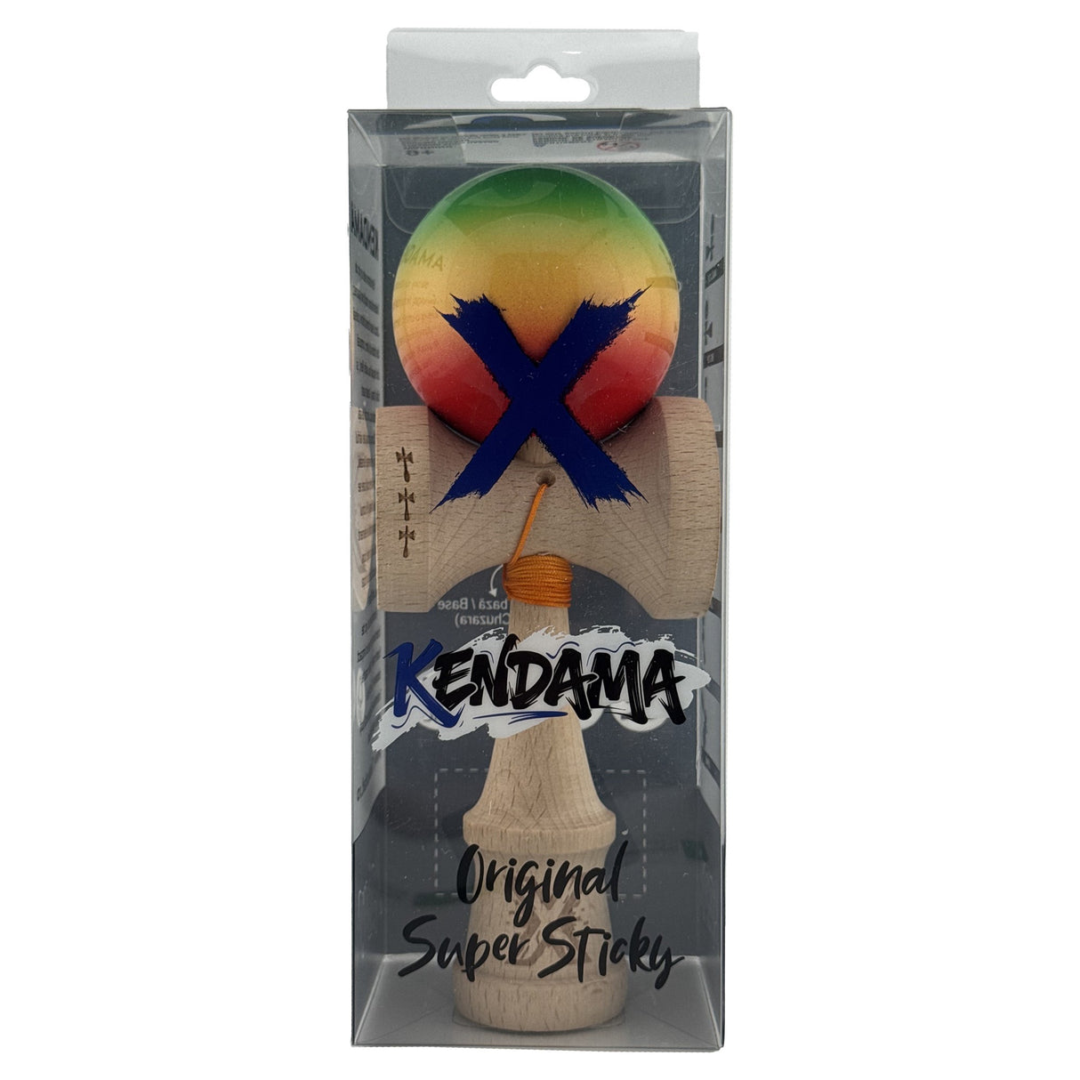 Kendama X Originala, Profesionala, Flippy, Big Cups V2, Super Sticky Cupe Mari, Rulment Metalic cu Ata 55 cm, Verde/Galben/Rosu - vivimall.ro