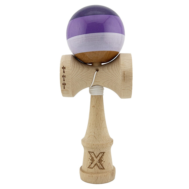 Kendama X Originala, Profesionala, Flippy, Big Cups V2, Super Sticky Legendary Cupe Mari, Rulment Metalic cu Ata 55 cm, Purpuriu/Mov/Lila - vivimall.ro