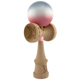 Kendama X Originala, Profesionala, Flippy, Big Cups V2, Super Sticky Cupe Mari, Rulment Metalic cu Ata 55 cm, Gradient Roz/Alb/Gri - vivimall.ro