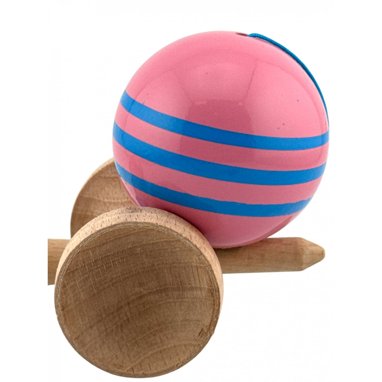 Kendama X Originala, Profesionala, Flippy, Big Cups V2, Super Sticky Legendary Cupe Mari, Rulment Metalic cu Ata 55 cm, Roz/Linii Albastre deschise - vivimall.ro