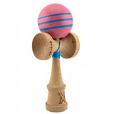 Kendama X Originala, Profesionala, Flippy, Big Cups V2, Super Sticky Legendary Cupe Mari, Rulment Metalic cu Ata 55 cm, Roz/Linii Albastre deschise - vivimall.ro