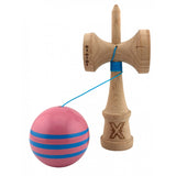 Kendama X Originala, Profesionala, Flippy, Big Cups V2, Super Sticky Legendary Cupe Mari, Rulment Metalic cu Ata 55 cm, Roz/Linii Albastre deschise - vivimall.ro