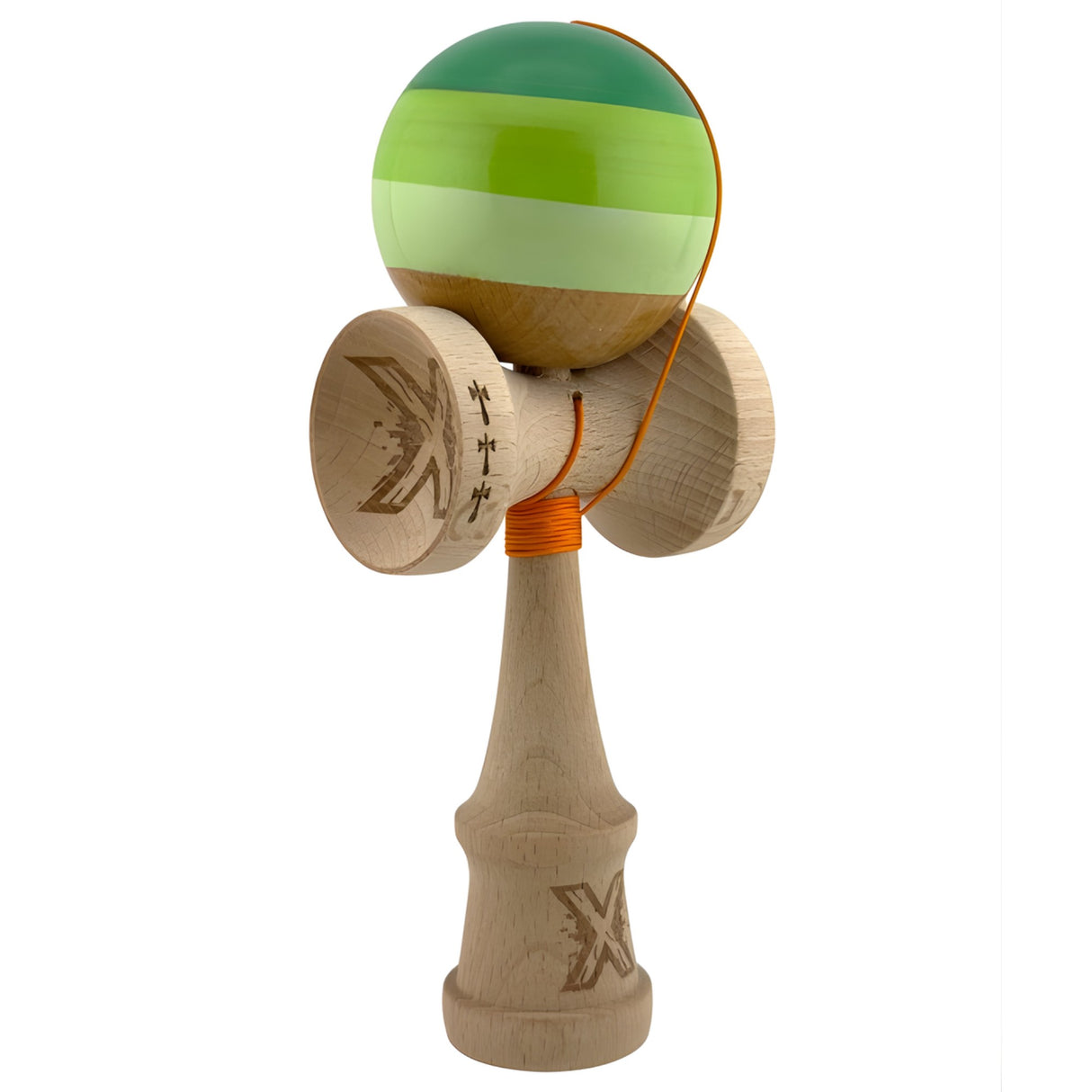 Kendama X Originala, Profesionala, Flippy, Big Cups V2, Super Sticky Legendary Cupe Mari, Rulment Metalic cu Ata 55 cm, Verde Mix - vivimall.ro