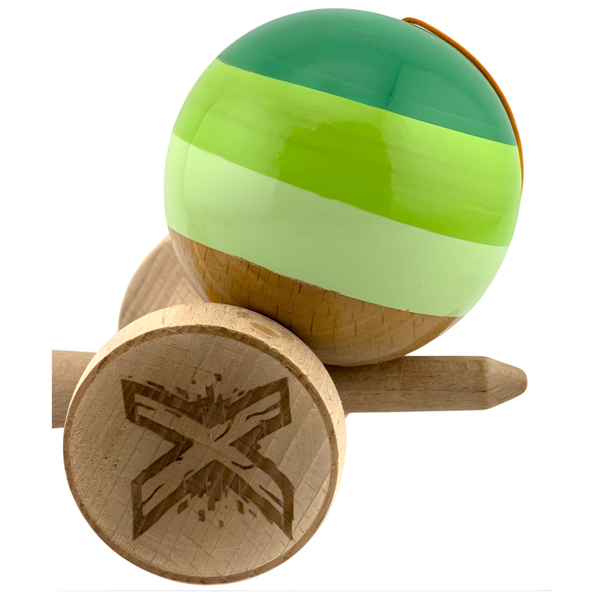 Kendama X Originala, Profesionala, Flippy, Big Cups V2, Super Sticky Legendary Cupe Mari, Rulment Metalic cu Ata 55 cm, Verde Mix - vivimall.ro