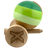 Kendama X Originala, Profesionala, Flippy, Big Cups V2, Super Sticky Legendary Cupe Mari, Rulment Metalic cu Ata 55 cm, Verde Mix - vivimall.ro