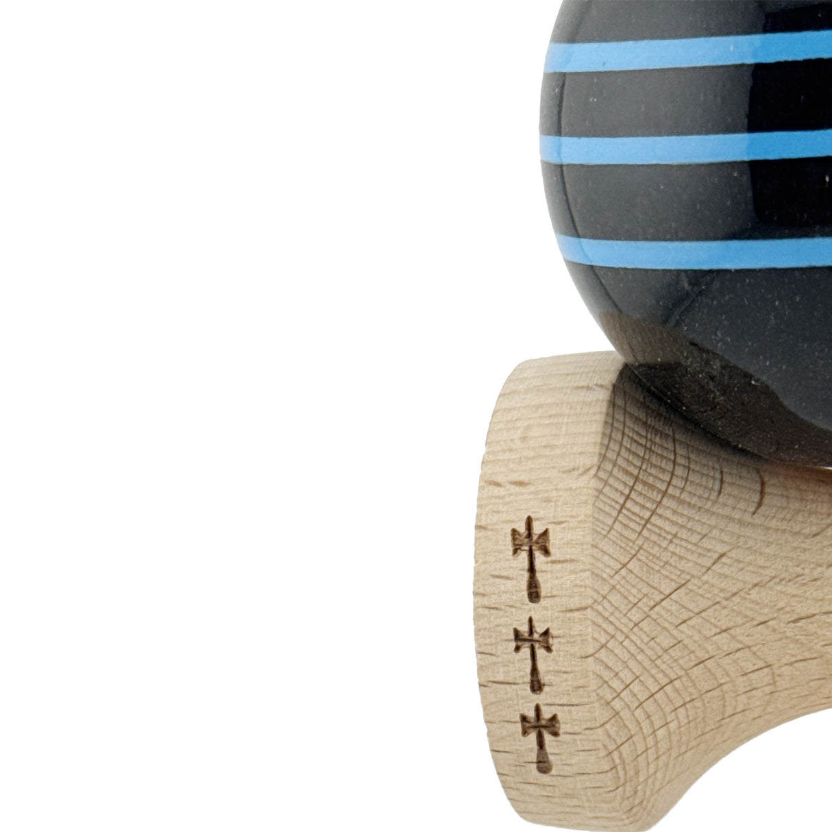 Kendama X Originala, Profesionala, Flippy, Big Cups V2, Super Sticky Legendary Cupe Mari, Rulment Metalic cu Ata 55 cm, Negru/Linii Albastre deschise - vivimall.ro