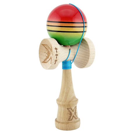 Kendama X Originala, Profesionala, Flippy, Big Cups V2, Super Sticky Legendary Cupe Mari, Rulment Metalic cu Ata 55 cm, Rosu/Galben/Verde - vivimall.ro