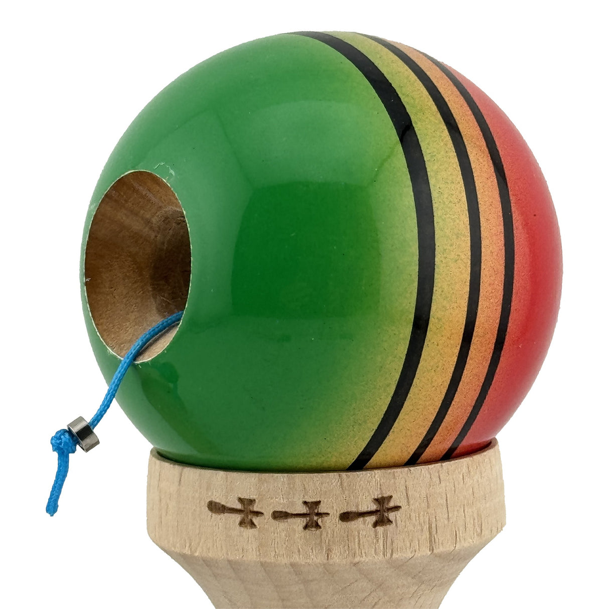 Kendama X Originala, Profesionala, Flippy, Big Cups V2, Super Sticky Legendary Cupe Mari, Rulment Metalic cu Ata 55 cm, Rosu/Galben/Verde - vivimall.ro