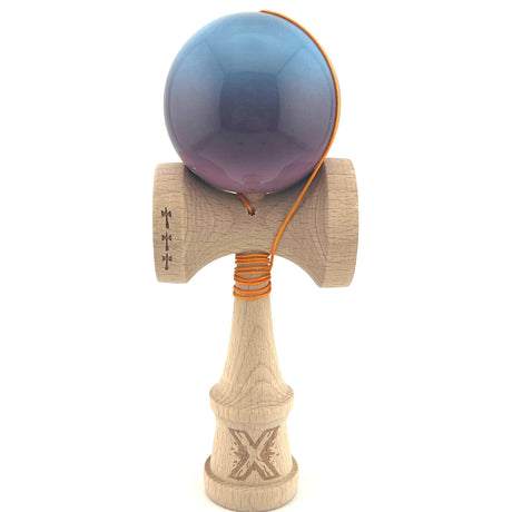 Kendama X Originala, Profesionala, Flippy, Big Cups V2, Super Sticky Legendary Cupe Mari, Rulment Metalic cu Ata 55 cm, Albastru/Mov/Roz - vivimall.ro