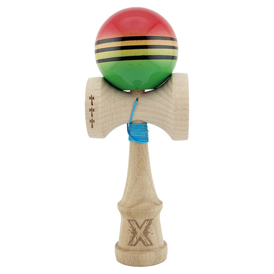 Kendama X Originala, Profesionala, Flippy, Big Cups V2, Super Sticky Legendary Cupe Mari, Rulment Metalic cu Ata 55 cm, Rosu/Galben/Verde - vivimall.ro