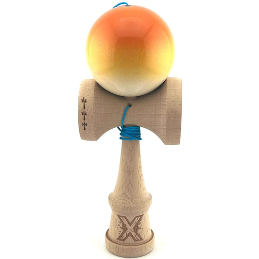 Kendama X Originala, Profesionala, Vivimall, Big Cups V2, Super Sticky, Rulment Metalic cu Ata 55 cm, Protocaliu/Galben/Alb - vivimall.ro