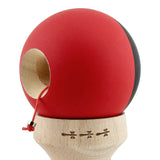 Kendama X Originala, Profesionala, Vivimall, Cupe Mari KING SIZE V3, Rubber Grip, Gaura in Baza, Rulment Metalic, din lemn 18 cm, Ata 55 cm, Bicolor Negru/Rosu - vivimall.ro