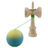 Kendama X Originala, Profesionala, Vivimall, Cupe Mari KING SIZE V3, Rubber Grip, Gaura in Baza, Rulment Metalic, din lemn 18 cm, Ata 55 cm, Gradient Galben/Albastru/Verde - vivimall.ro