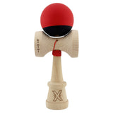 Kendama X Originala, Profesionala, Vivimall, Cupe Mari KING SIZE V3, Rubber Grip, Gaura in Baza, Rulment Metalic, din lemn 18 cm, Ata 55 cm, Bicolor Rosu/Negru - vivimall.ro