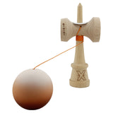 Kendama X Originala, Profesionala, Vivimall, Cupe Mari KING SIZE V3, Rubber Grip, Gaura in Baza, Rulment Metalic, din lemn 18 cm, Ata 55 cm, Gradient Alb/Maro - vivimall.ro