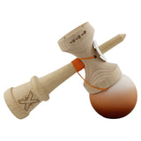 Kendama X Originala, Profesionala, Vivimall, Cupe Mari KING SIZE V3, Rubber Grip, Gaura in Baza, Rulment Metalic, din lemn 18 cm, Ata 55 cm, Gradient Alb/Maro - vivimall.ro
