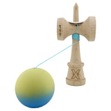 Kendama X Originala, Profesionala, Vivimall, Cupe Mari KING SIZE V3, Rubber Grip, Gaura in Baza, Rulment Metalic, din lemn 18 cm, Ata 55 cm, Gradient Galben/Albastru deschis - vivimall.ro
