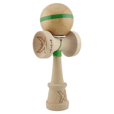 Kendama X Originala, Profesionala, Vivimall, Super Sticky, Cupe Mari KING SIZE V3, Gaura in Baza, Rulment Metalic, din lemn 18 cm, Ata 55 cm, Original Verde - vivimall.ro
