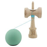 Kendama X Originala, Profesionala, Vivimall, Rubber Grip, Cupe Mari KING SIZE V3, Gaura in Baza, Rulment Metalic, din lemn 18 cm, Ata 55 cm, Bicolor Turcoaz/Albastru inchis - vivimall.ro
