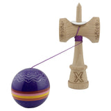 Kendama X Originala, Profesionala, Flippy, NIGHT SKY, Super Sticky cu Cupe Mari KING SIZE V3, Gaura in Baza, Rulment Metalic, din lemn 18 cm, Ata 62/65 cm, Mov - vivimall.ro