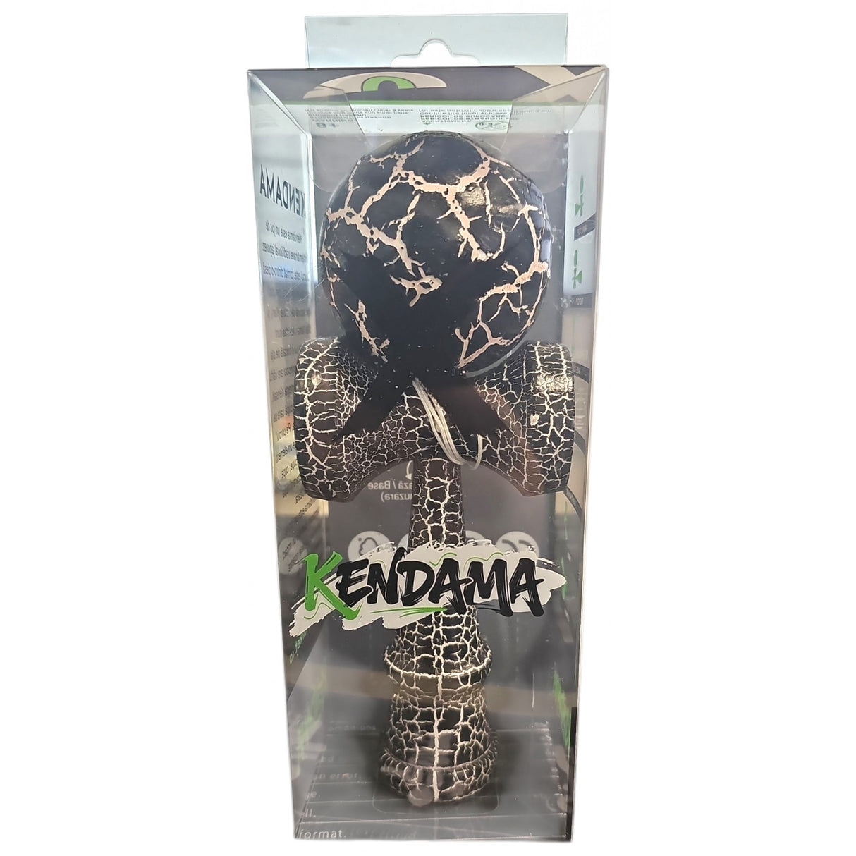 Kendama X Originala,  Profesionala, Flippy, Cracked, din Lemn, 18 cm,  Negru Alb