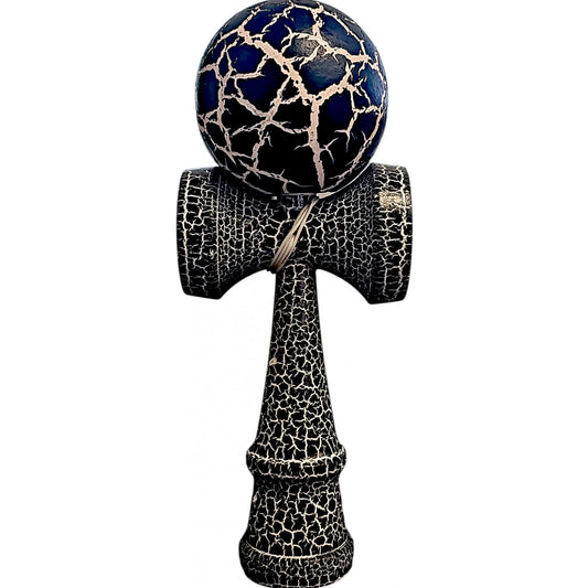 Kendama X Originala,  Profesionala, Flippy, Cracked, din Lemn, 18 cm,  Negru Alb