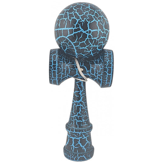 Kendama X Originala,  Profesionala, Flippy, Cracked, din Lemn, 18 cm,  Negru, Albastru