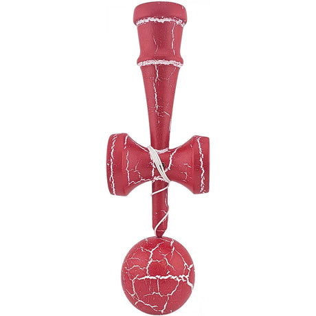 Kendama X Originala, Profesionala, Vivimall, Cracked, din Lemn, 18 cm, Rosu/Alb - vivimall.ro