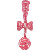 Kendama X Originala, Profesionala, Flippy, Cracked, din Lemn, 18 cm, Roz Aprins/Alb